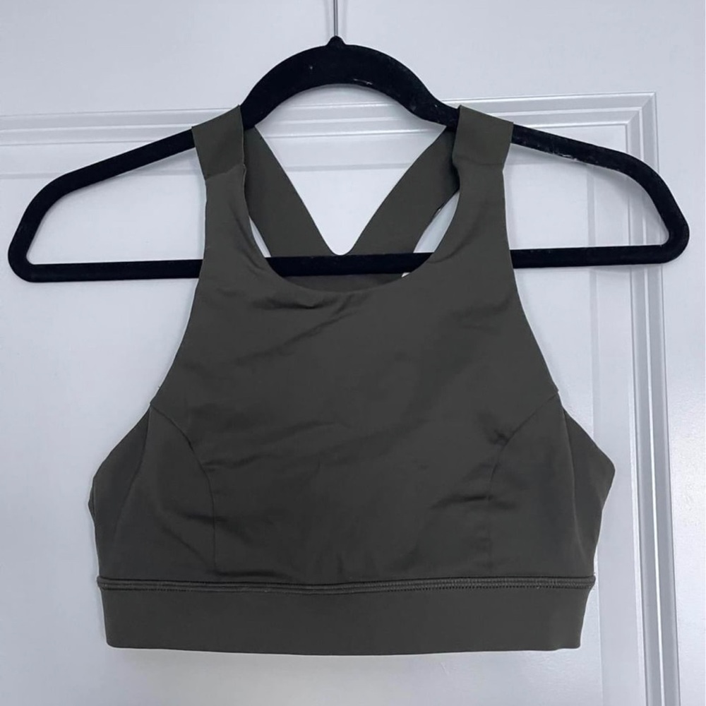 Lululemon Fast and Free Bra, dark olive size 6